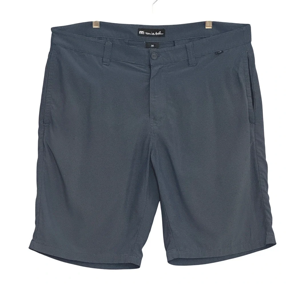 TravisMathew Mens Navy Blue Micro Stripe Hybrid Golf Shorts Size 36 Stretch